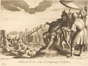 Budowa i fortyfikacja portu Livorno autorstwa Jacques Callot