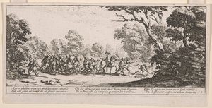 Odkrycie złoczyńców, ilustracja z książki The Great Miseries of War autorstwa Jacques Callot