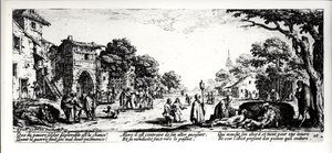 Śmierć na poboczu, tablica 16 z „Nieszczęścia i nieszczęścia wojny”, sztychowana przez Israela Henrieta (ok. 1590-1661) 1633 autorstwa Jacques Callot