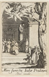 Śmierć Judasza, płyta czternasta z Męczeństwa Apostołów autorstwa Jacques Callot