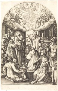 Śmierć św. Benedykta autorstwa Jacques Callot
