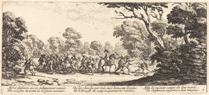 Odkrycie Żołnierzy Kryminalnych, ok. godz. 1633. autorstwa Jacques Callot