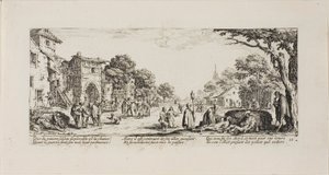 Umierający żołnierze przy drodze, płyta szesnasta z The Miseries of War autorstwa Jacques Callot