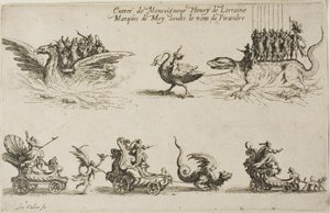 Wpis Monseigneur Henry de Lorraine, markiz de Moy, pod imieniem Pirandre, z „Walki pod barierą” autorstwa Jacques Callot
