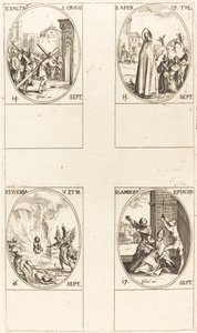 Podwyższenie Krzyża Świętego; św. Aper; św. Eufemia; Św. Lambert autorstwa Jacques Callot