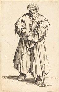 Gruby żebrak ze spuszczonymi oczami autorstwa Jacques Callot