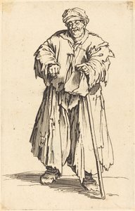 Gruby żebrak ze spuszczonymi oczami autorstwa Jacques Callot