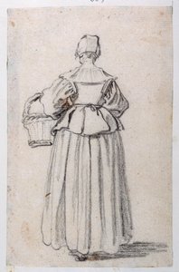 Rysunek skierowany do tyłu (czarna kreda na papierze) autorstwa Jacques Callot