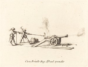Strzelanie z armaty, 16341635. autorstwa Jacques Callot