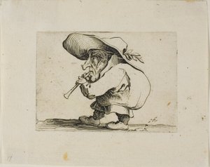 Flageolet Player, z Varie Figure Gobbi autorstwa Jacques Callot