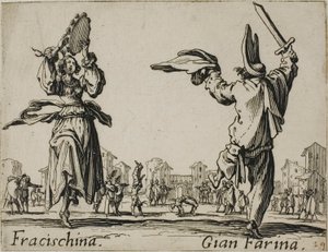 Fracischina - Gian Farina, płyta 17 z Balli di Sfessania autorstwa Jacques Callot