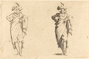 Dżentelmen widziany z przodu z ręką na biodrze, ok. godz. 1622. autorstwa Jacques Callot