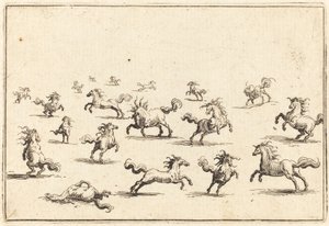 Biegnące konie autorstwa Jacques Callot