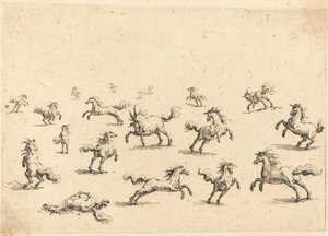 Biegnące konie autorstwa Jacques Callot
