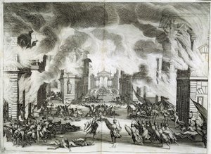 Ilustracja do sztuki "Soliman" (Il Solimano). Tragedia Prospero Bonarelli, akt V, scena V, 8 grudnia autorstwa Jacques Callot