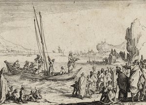 Jezus nauczający nad morzem, 1635 autorstwa Jacques Callot