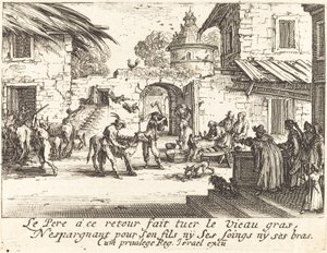 Zabicie utuczonego cielęcia autorstwa Jacques Callot