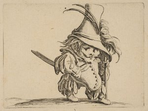 Mężczyzna z opadającym brzuchem i..., 1616-22. autorstwa Jacques Callot