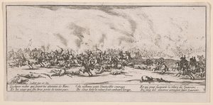 Bitwa, ilustracja z książki The Large Miseries of War autorstwa Jacques Callot