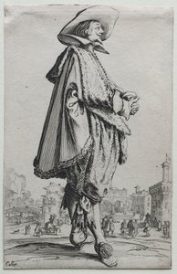 La Noblesse: Dżentelmen stojący w profilu ze splecionymi rękami autorstwa Jacques Callot