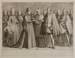 Życie Ferdynanda I de’ Medici, Ślub Ferdynanda I. Pierwszy numer z serii składającej się z 16 ukończonych utworów i 2 utworów dodatkowych (Lieure 147, Meaume 534) autorstwa Jacques Callot