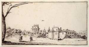 La Vieille et la Neuve Malgrange (pióro i brązowy tusz na papierze) autorstwa Jacques Callot