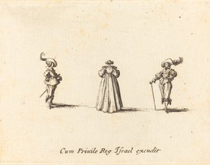 Pani widziana z tyłu i dwóch dżentelmenów, prawdopodobnie 1634. autorstwa Jacques Callot