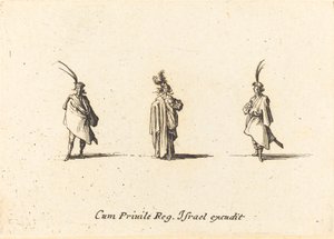 Dama w Długim Płaszczu i Dwóch Panów autorstwa Jacques Callot