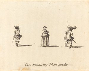 Dama z założonymi rękami i dwóch dżentelmenów autorstwa Jacques Callot