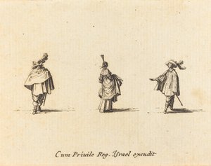 Dama w przebraniu i dwóch dżentelmenów autorstwa Jacques Callot