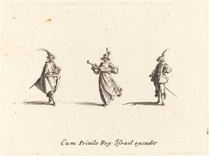 Dama z instrumentem smyczkowym i dwóch dżentelmenów autorstwa Jacques Callot