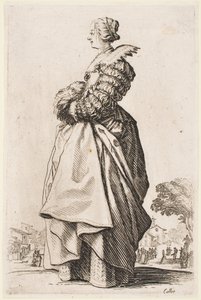 Dama z mufką z cyklu „Szlachta Lotaryngii” autorstwa Jacques Callot