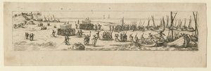 Lądowanie wojsk podczas oblężenia La Rochelle, 1630 autorstwa Jacques Callot