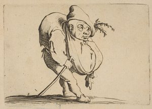 Le Bossu a La Canne Dzwonnik z laską, z Varie Figure Gobbi, suite appelée..., 1616-22. autorstwa Jacques Callot