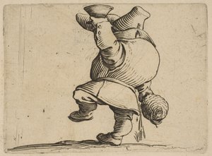 Le Buveur Vu de Dos Pijący widziany z tyłu, z Varie Figure Gobbi, suite appe..., 1616-22. autorstwa Jacques Callot