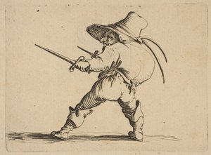 Pojedynek z mieczem i Daggarem, z Varie..., 1616-22. autorstwa Jacques Callot