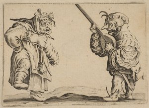Les Danseurs au Luth Tancerze z lutnią, z serii Les Caprices B, The Nancy Set, 1617-20. autorstwa Jacques Callot