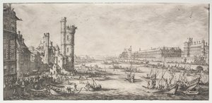 Dwa wspaniałe widoki Paryża: Widok na Luwr, 1628-1630. autorstwa Jacques Callot