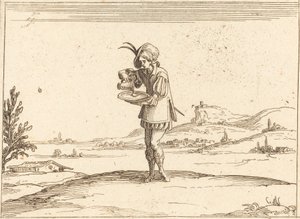 Mężczyzna myje perłę. autorstwa Jacques Callot