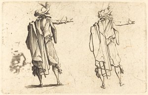 Mężczyzna widziany z tyłu z wyciągniętą prawą ręką autorstwa Jacques Callot
