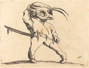 Zamaskowany mężczyzna ze skręconymi stopami autorstwa Jacques Callot