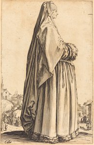 Szlachetna kobieta w welonie i sukni obszytej futrem autorstwa Jacques Callot