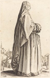 Szlachetna kobieta w welonie i sukni obszytej futrem autorstwa Jacques Callot