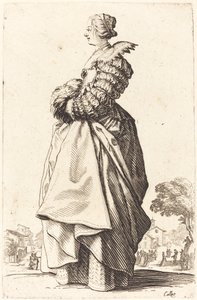 Szlachetna kobieta w profilu z rękami w mufce autorstwa Jacques Callot