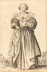 Szlachetna kobieta z wachlarzem autorstwa Jacques Callot