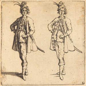 Oficer, widok z przodu, 1617 i 1621. autorstwa Jacques Callot