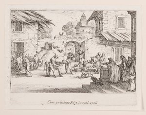 On tue le veau gras (Wielkie cielę zabite), z serii La vie de l autorstwa Jacques Callot