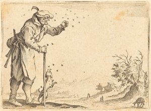 Chłop zaatakowany przez pszczoły autorstwa Jacques Callot