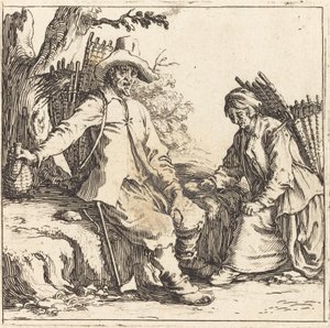 Chłopska para w spoczynku autorstwa Jacques Callot