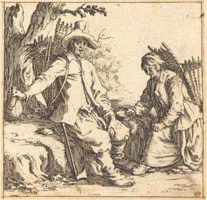 Chłopska para w spoczynku autorstwa Jacques Callot